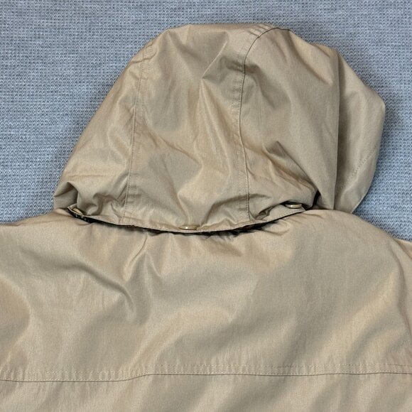 Blair Womens Hooded Jacket Khaki Removeable Plaid Liner Snap Zip Pockets Size L - Picture 13 of 16